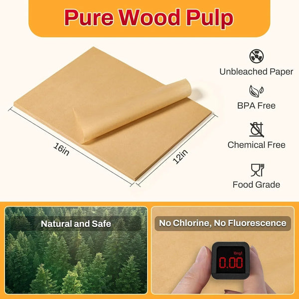 200Pcs 12X16 Inch Unbleached Parchment Paper Sheets for Baking, Pre-Cut, Non-Stick Parchment Paper for Baking, Cooking, Grilling, Air Fryer, Half Sheet Baking Sheets for Baking Cookies, Cooking, Oven2