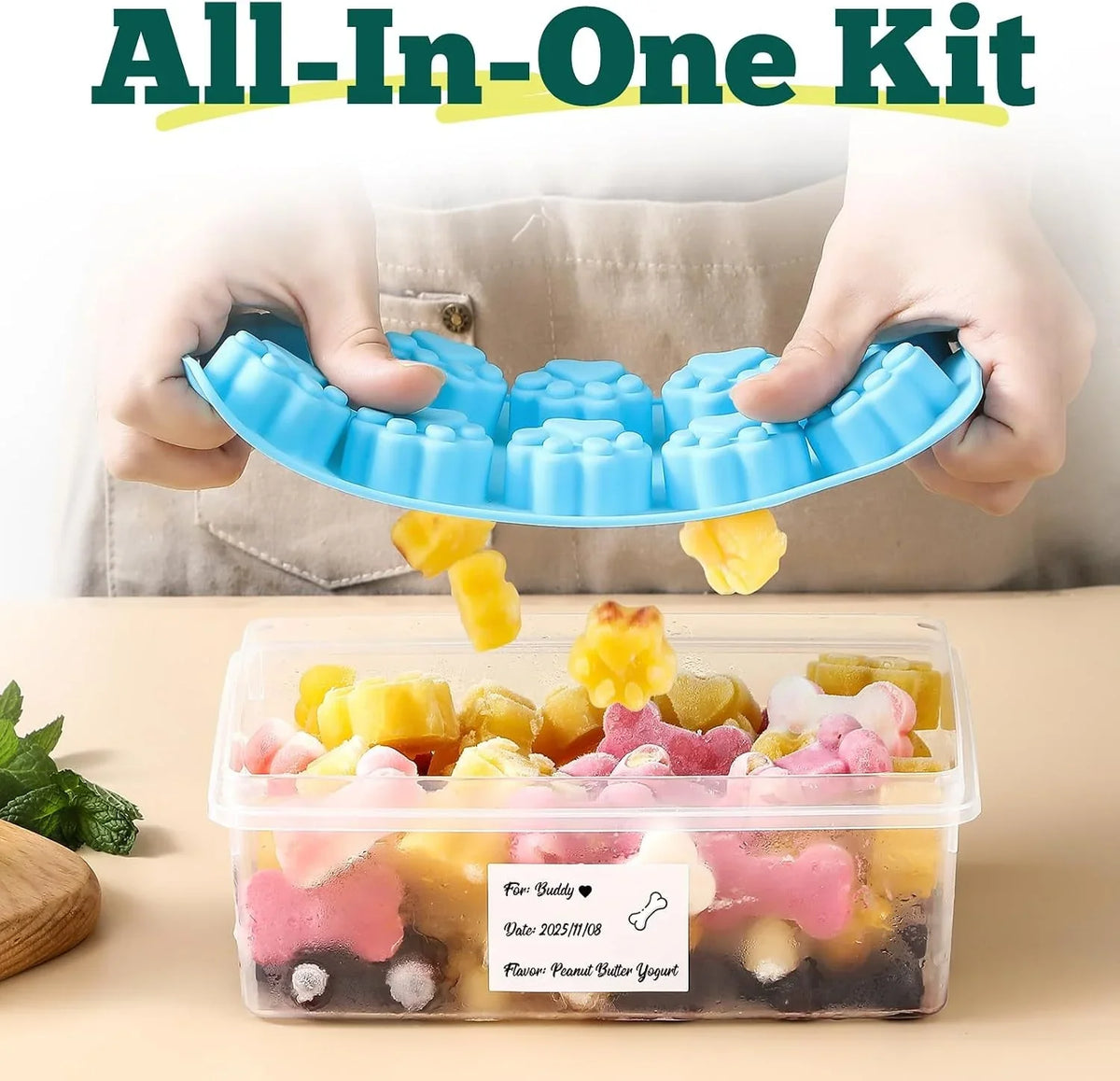 4-pack-silicone-dog-treat-molds-with-container-and-ice-tong-non-stick-puppy-paw-and-bone-shaped-set-with-bin-silicone-mold-for-pupsicle-chocolate-gummy-candy-baking-jelly-ice-cube-pudding