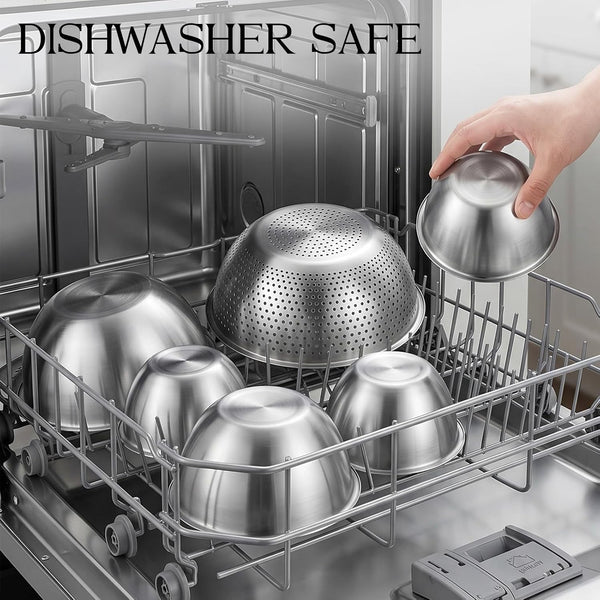 Stainless Steel Mixing Bowls with Colander, Home Kitchen Essentials Gadgets7