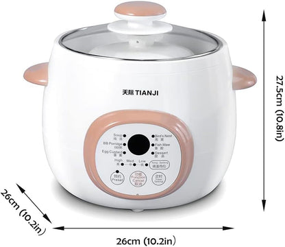 Electric Stew Pot, Ceramic Soup Porridge Cooker, Slow Cookers with Lid, 1L, White7