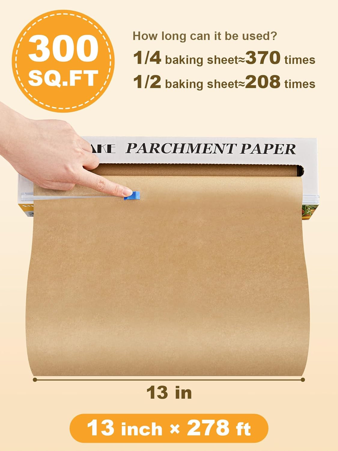 parchment-paper-roll-for-baking-13-in-x-278-ft-300-sq-ft-unbleached-non-stick-baking-paper-with-slide-cutter-heavy-duty-extra-long-oven-safe-for-cooking-grilling-frying