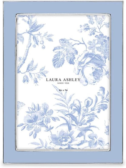 Laura Ashley 5X7 Cashmere Blue Enamel Picture Frame, Silver Edge W/Easel2