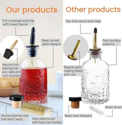 Coffee Syrup Dispenser Bottles Set 2 Pack 7 OZ Simple Small Syrup Bottles Set with Metal Pour Spout Ideal for Coffee Syrups, Condiments, Coffee Bar, SC056 (2 Pack)4