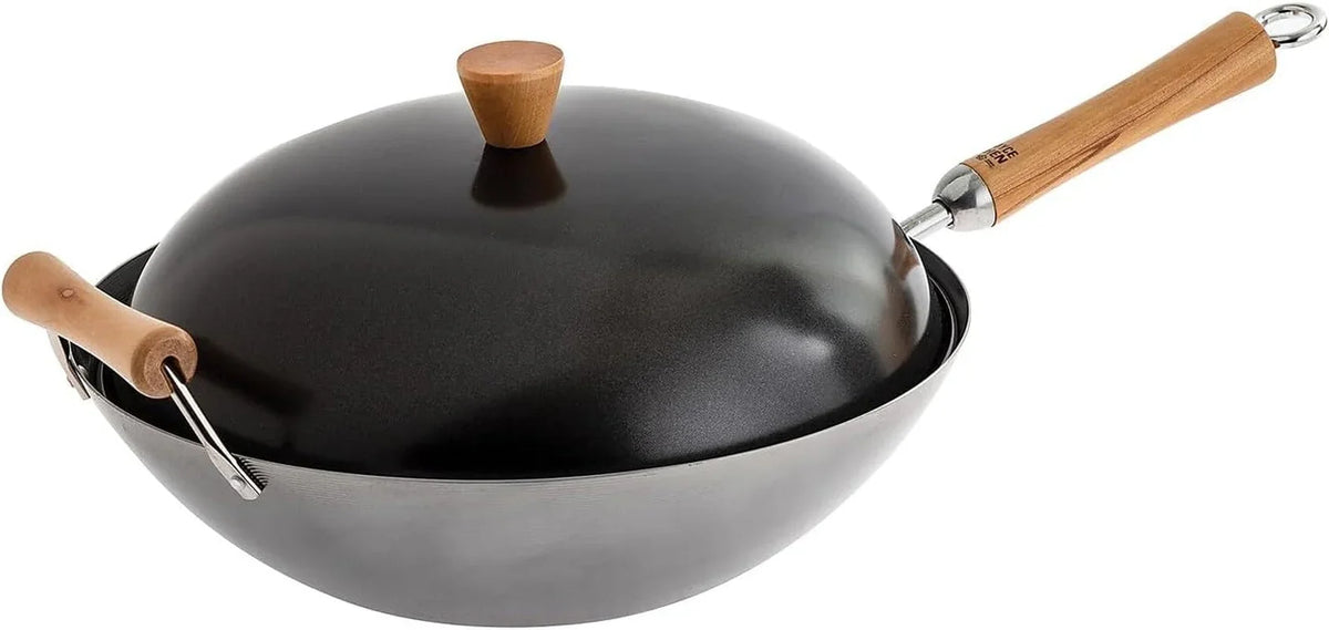joyce-chen-classic-series-14-inch-uncoated-carbon-steel-wok-set-with-lid-and-birch-handles-4-pieces