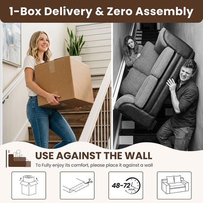 Boneless Couch, 4-In-1 Convertible Sofa Bed, Boneless Loveseat Sleeper, Pull Out Couch with Removable Top Cushion, Pull Handle & Side Pocket, Corduroy Futon for Bedroom, Living Room & Small Spaces8