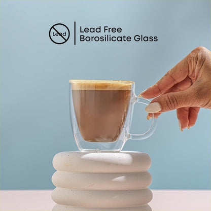 Savor Double Wall Insulated Glasses Espresso Mugs (Set of 2) - 5.4-Ounces5