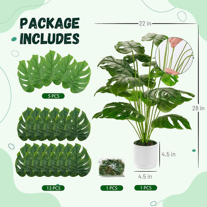 28" Fake Plants, Artificial Monstera Plants Indoor in White Pot | Faux Outdoor Plants Add Bright, Clean Tropical Greenery to Modern Home Office, Bedroom, Entryway, Front Porch and House Decor3