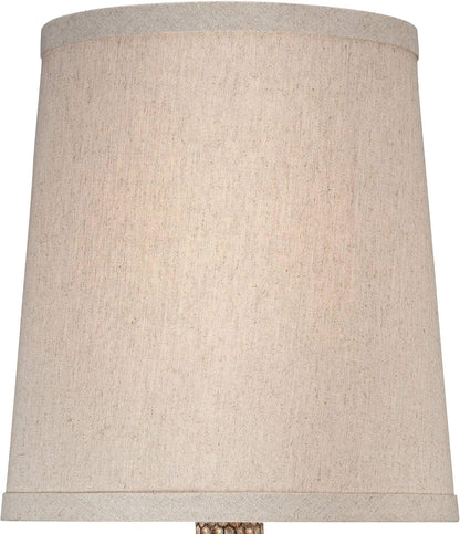 Chalane 23 1/2" High Table Lamps Set of 2 Hammered Bronze Brown Farmhouse | Natural Textured Rustic Antique Bedroom Living Room House Bedside Nightstand Office Home Family Linen Shade3