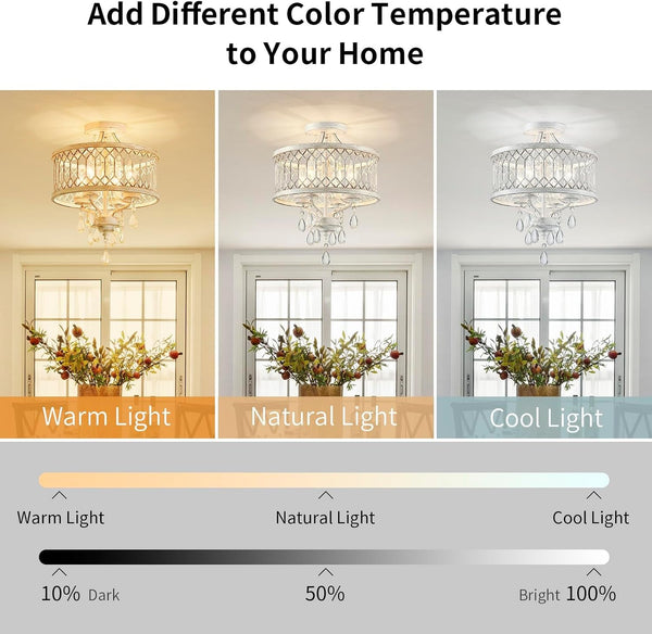 Crystal Ceiling Light Fixture, Modern Semi Flush Mount Ceiling Light, Farmhouse Crystal Chandeliers for Dining Room Light Fixture, Hallway Lighting Fixtures for Kitchen Bedroom Bathroom Foyer Entryway3
