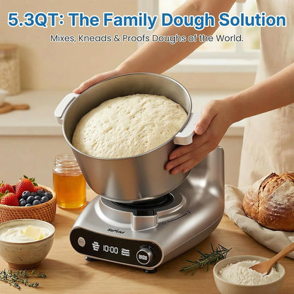 Electric Dough Mixer, Stand Mixer with Meat Grinder, Juicer | 4-In-1 Multifunctional Stand Mixer with Salad Maker 5.3QT Dough Mixer with Fermentation and Stainless Steel Bowl Home Kitchen3