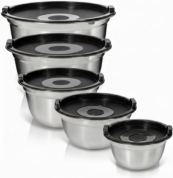 Stainless Steel Mixing Bowls with Lids, 5-Piece Nesting Set1