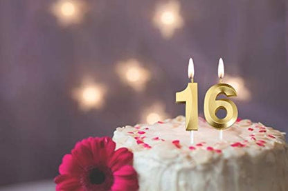 16Th Birthday Candles,Gold Number 16 Cake Topper for Birthday Decorations Party Decoration4