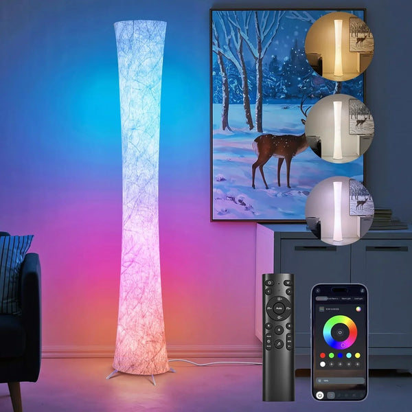 Floor Lamp, 61'' Smart RGB LED Corner Lamp with Music Sync and 16 Million DIY Colors, 3 Color Temperature, APP & Remote Control, Color Changing Standing Floor Lamp for Bedroom Living Room1