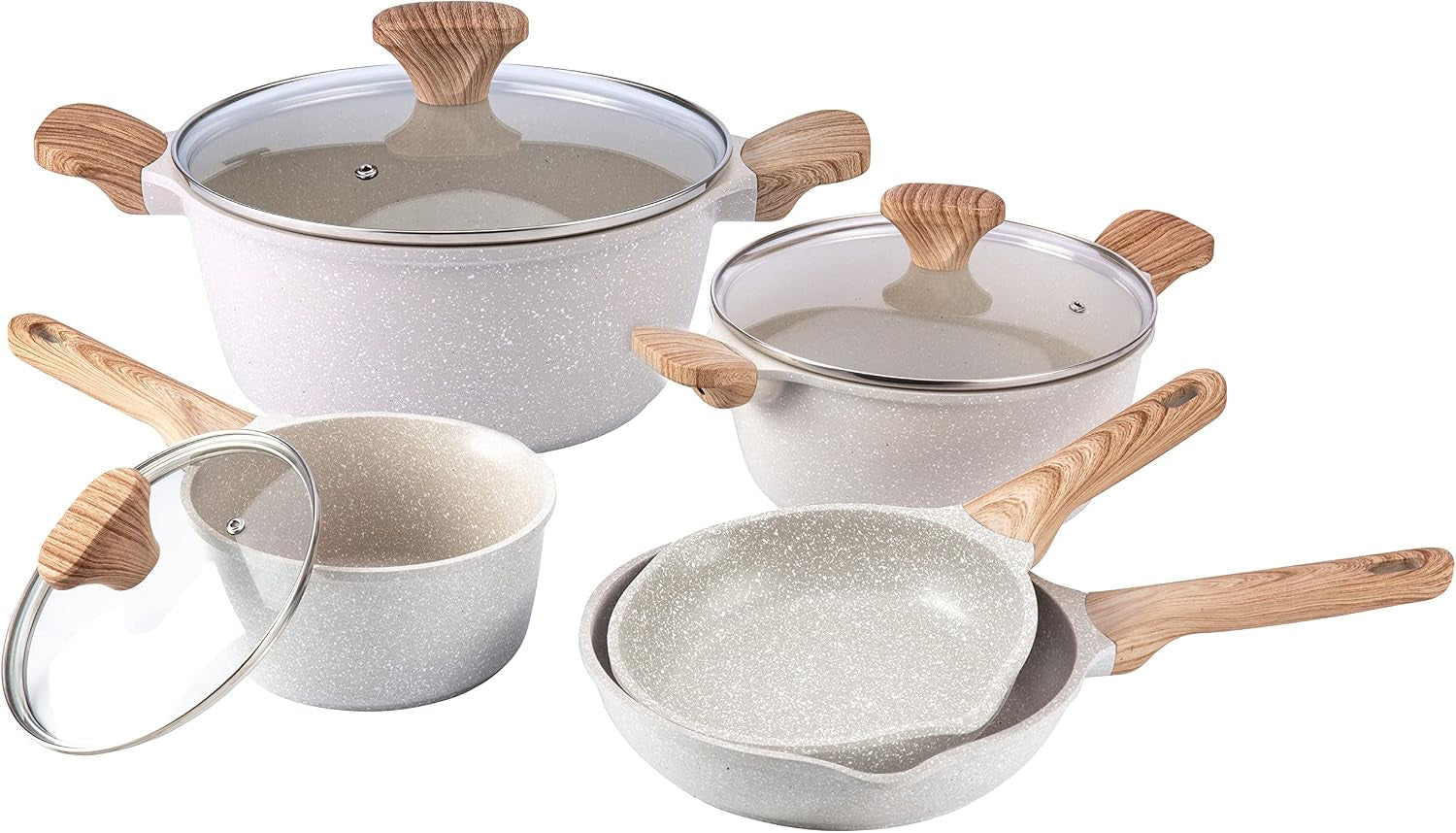 non-stick-cast-aluminum-cookware-set-durable-kitchen-cookware-for-everyday-cooking-speckled-cream-8-pc