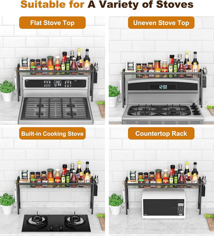 33 Inch Stove Top Shelf, 5-Level Height Adjustable, Black4
