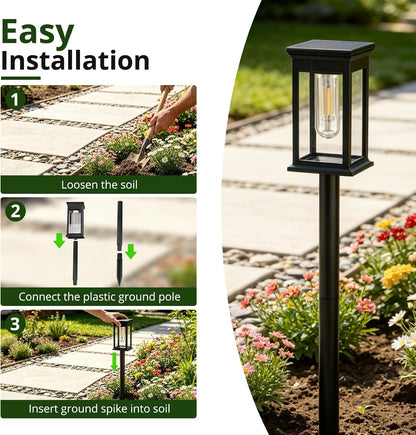 Solar Lights Outdoor Garden Lights Solar Pathway Lights, Waterproof 3000K7