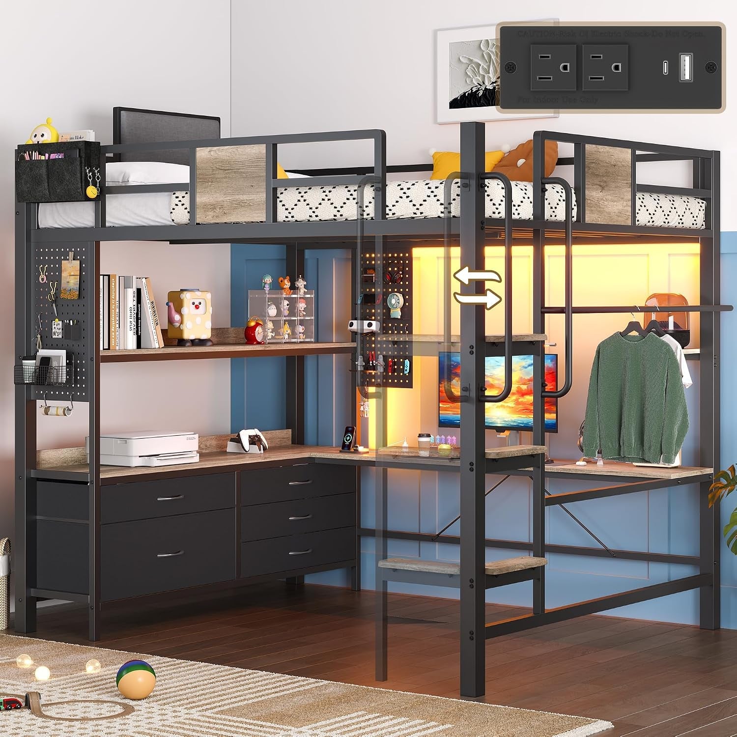 full-loft-bed-with-desk-and-5-storage-drawers-oak-gray