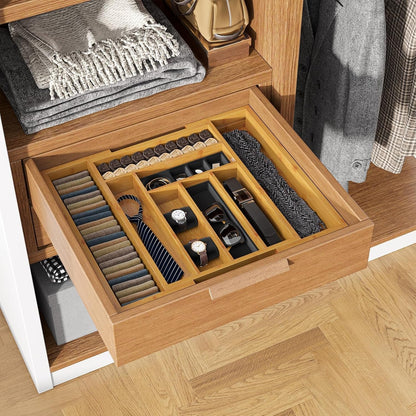 Bamboo Expandable Silverware Drawer Organizer, Adjustable Kitchen Utensil Tray for Forks, Spoons and Knives, Wood Storage Cutlery Holder for Bedroom and Living Room8
