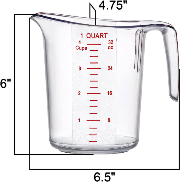 '- Melissa - 32-Ounce Plastic Measuring Pitcher (2-Pack), 4-Cup (1-Quart) Food-Grade Measuring Jug, Unbreakable, Stackable, Dishwasher-Safe, Great for Oil, Vinegar, Flour, and More3