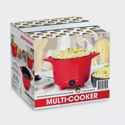 Electric Mini Multi-Cooker Pot, Red, 1 Qt Ceramic Non-Stick Rice Cooker, 260W with Glass Lid, Measuring Cup and Spatula8