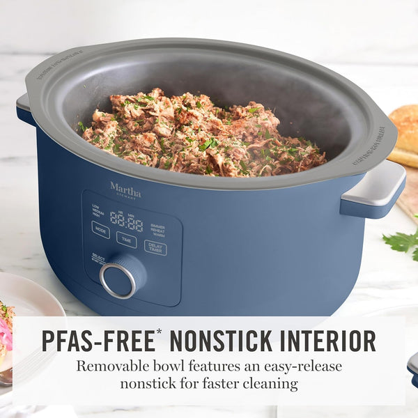 8 Quart Slow Cooker, Ceramic Nonstick Crock, Indigo Blue | 6 Modes, Delay Timer, Keep Warm, Dishwasher Safe Bowl & Glass Lid, Stovetop & Oven Safe Removable Pot, Simmet, Reheat, Warm5