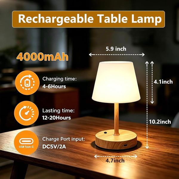 Cordless Table Lamp, Waterproof Shower Lamp -Wood Tone Set of 22