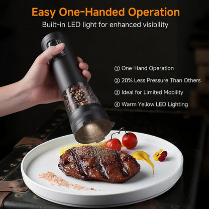 Electric Salt and Pepper Grinder Set,2 Pack Rechargeable Automatic(Black)4