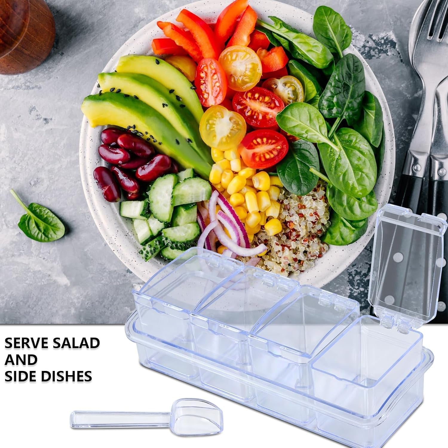 4-cell-clear-seasoning-rack-spice-box-storage-container-condiment-jars-acrylic-seasoning-box-with-cover-and-spoon