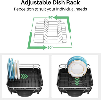 Expandable Dish Drying Rack for Kitchen Counter, 15.2-22.1 In, Black6