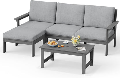 HDPE Outdoor Sectional with Ottoman & Coffee Table1