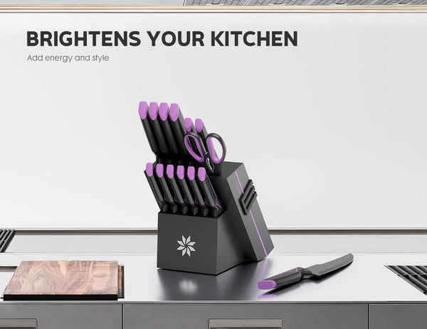 Knife Set, 15 PCS Kitchen Knife Set with Built-In Sharpener Block6