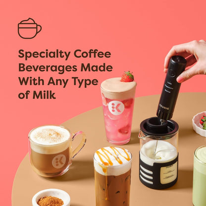 Simplecafe Frother, Rechargeable Handheld Milk Frother for Lattes, Cappuccinos & Iced Coffee, USB Cord Included, Microwave-Safe Frothing Cup, Hot & Cold Foam Maker3