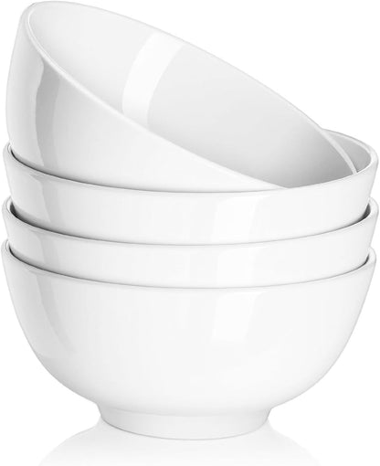 22 OZ White Ceramic Bowls Set of 4 - Perfect for Soup Bowls for Kitchen, Cereal Bowl, Ramen Bowl, Microwave Safe for Oatmeal, Fruit,Salad and Rice Bowl - Dishwasher & Microwave Safe1