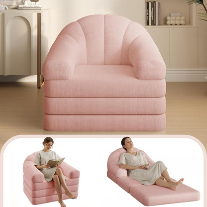 93" Folding Sofa Bed Convertible Sofa Chenille, Pink1