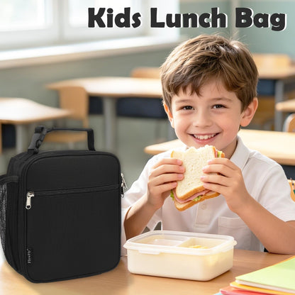 Kids Lunch Box Insulated Letter Print Soft Bag Mini Cooler Back to School Thermal Meal Tote Kit for Girls, Boys, Black8