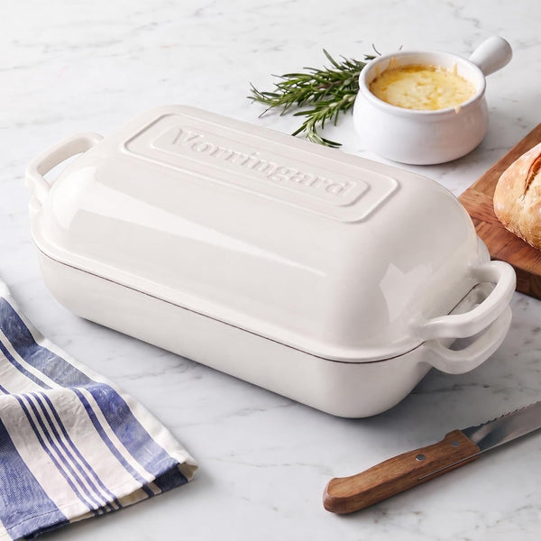 Large Cast Iron Dutch Oven Dome Pot with Lid, Enameled Bread Oven, Bread Pan for Homemade Sourdough Bread Baking, 6QT, White5