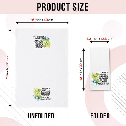 Funny Margarita Kitchen Towels, I Wonder If There Is a Margarita Somewhere Out There Thinking about Me Too Dishcloths, Bar Decorative Towels for Bartender, Birthday Gifts for Bartender Chef2