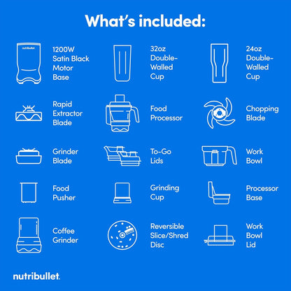 Nutribullet Ultra Plus+ 3-1 Compact Kitchen System, 1200W Kitchen System with Blender, Food Processor, and Coffee and Spice Grinder, 32Oz and 24Oz Blending Cups, 2-Cup Food Processor, Satin Black10