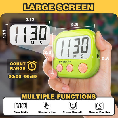 Digital Timer for Kids Classroom Timers for Teachers 2 Pack Blue Green | Large Screen, Strong Magnetic, Loud Alarm, Teacher Supplies4