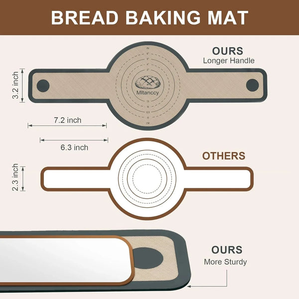 3 PCS Silicone Bread Sling for Dutch Oven Liners, round | Non Stick & Easy to Clean Silicone Bread Baking Mat with Extra Long Handles, Reusable, Transfer Bread Dough Easily3