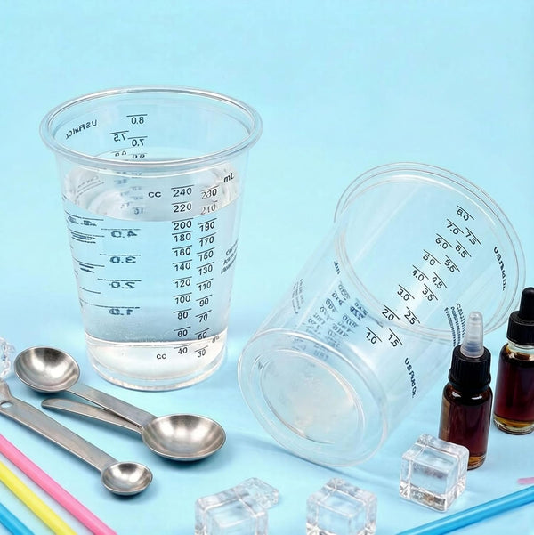 20PCS 8Oz Disposable Plastic Measuring Mixing Cups with 20 Wooden Stirring Sticks, Clear Graduated Cups for Epoxy Resin Paint Pigment Mixing (20)7