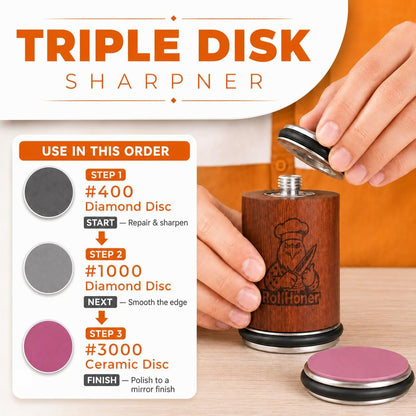 Rolling Knife Sharpener, 3-Disc Magnetic Knife Sharpening Kit3