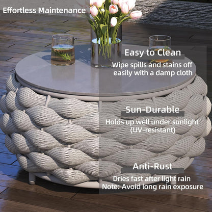 4Pcs Patio Conversation Set, Outdoor Sofa with Loveseat & Table5
