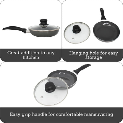 7 Inch Chef Cera Aluminum Ceramic Fry Pan with Glass Lid, Gray | Ceramic Nonstick Coating, Glass Lid with Cool-Touch Handle, Ideal for Pan-Frying, Great for Everyday Home Cooking2