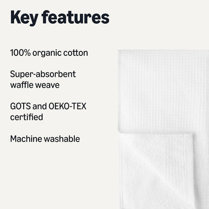 Organic Cotton Waffle Weave Kitchen Dish Towels, Ultra Absorbent, Quick Drying, Lint-Free, 15 X 25 Inches, 6-Pack2