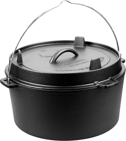 Pre-Seasoned Cast Iron Camping Dutch Ovens, Outdoor Camping Dutch Oven Pot with Lid Tripod, 8 Quart6