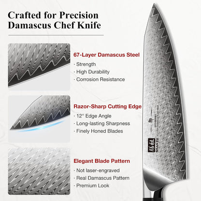 3 PCS Damascus Knife Set, Kitchen Knife Set in Damascus Steel | Professional Ultra-Sharp Japanese Knife Set, 67-Layer High Carbon Steel Chef Knife Set with Ergonomic G10 Handle2