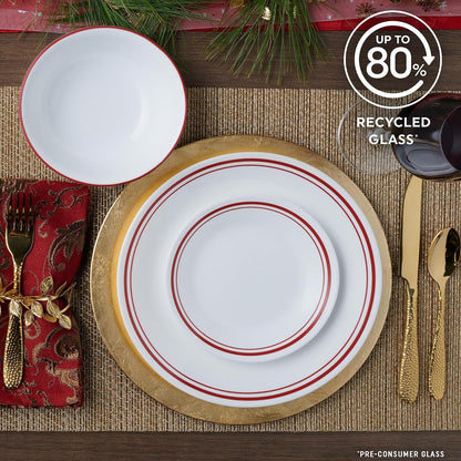 Vitrelle 18-Piece Service for 6 Dinnerware Set, Triple Layer Glass and Chip Resistant, Lightweight round Plates and Bowls Set, Logan5