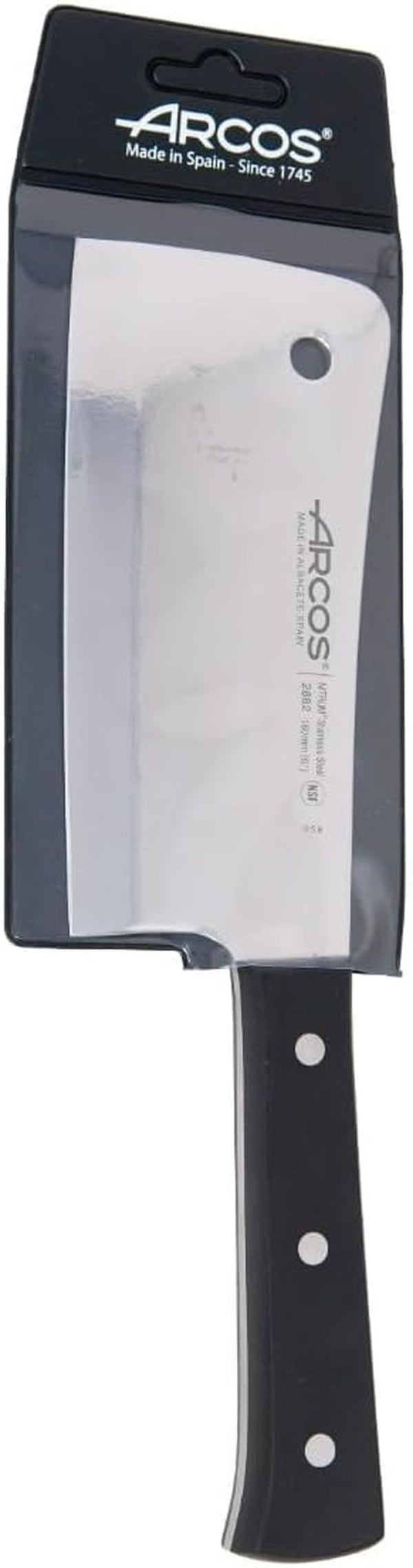 Cleaver Knife 6 Inch Nitrum Stainless Steel and 160 Mm Blade. 477 Gr. Professional Knife for Boning. Ergonomic Polyoxymethylene POM Handle. Series Universal. Color Black6