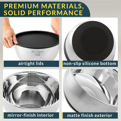Stainless Steel Mixing Bowls with Lids Set of 5, 3 Graters, Black3